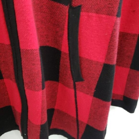 Adrienne Vittadini Red and Black Buffalo Check Full Zip Sweater Women's Sz M - Picture 4 of 7